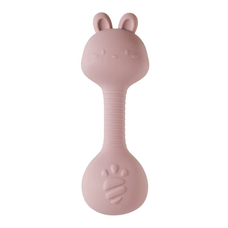 Rattles for Baby 0 3 Months Toys Cartoon Rabbits Sand Hammer Silicone Maracas Baby Silicone Rattle Toys Teether Toys for Baby