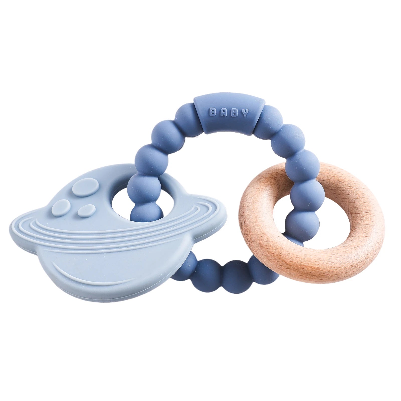 1Pc Silicone Teether,Food Grade Baby 0-12 Toys,Toddlersteething Ring Sensory Toys,Silicone Planet Teether Bracelet Accessories