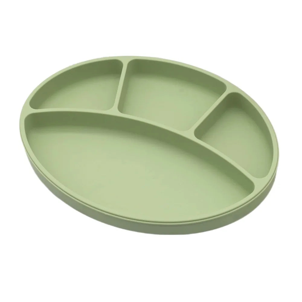 Non-Slip Silicone Divided Plate Waterproof BPA Free Suction Cup Dinner Plate Lightweight Dishes Feeding Plate Children Dining