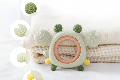 Silicone Baby Teether Baby Toys 0 to 6 Months BPA Free Chewing Teething Toys Crab Wooden Ring Teether Reborn Silicone Baby Toys