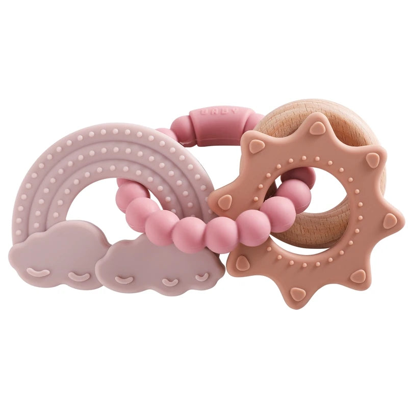 1Pc Silicone Teether,Food Grade Baby 0-12 Toys,Toddlersteething Ring Sensory Toys,Silicone Planet Teether Bracelet Accessories