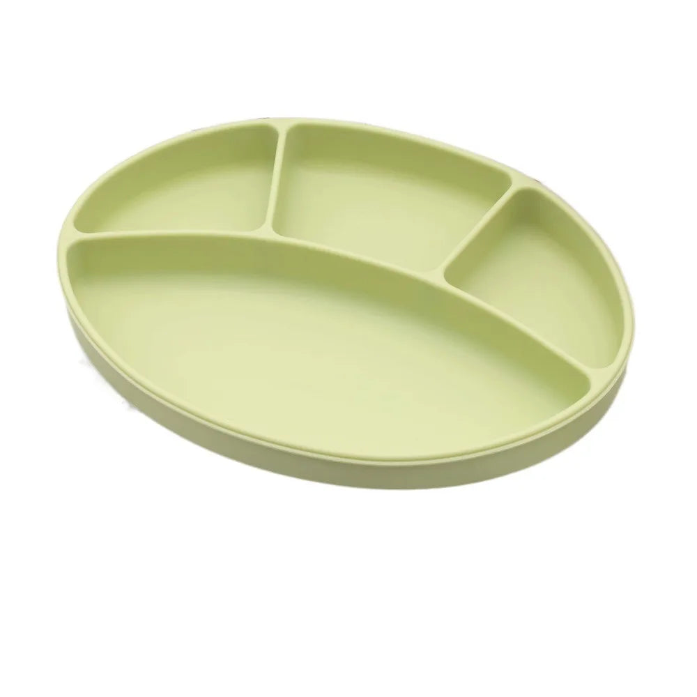 Non-Slip Silicone Divided Plate Waterproof BPA Free Suction Cup Dinner Plate Lightweight Dishes Feeding Plate Children Dining