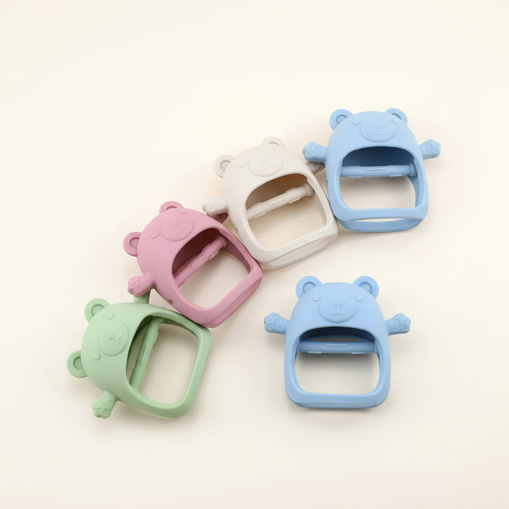 Silicone Teddy Bear Teething Toy for Babies, Easy to Grip and anti Food Hand Toy