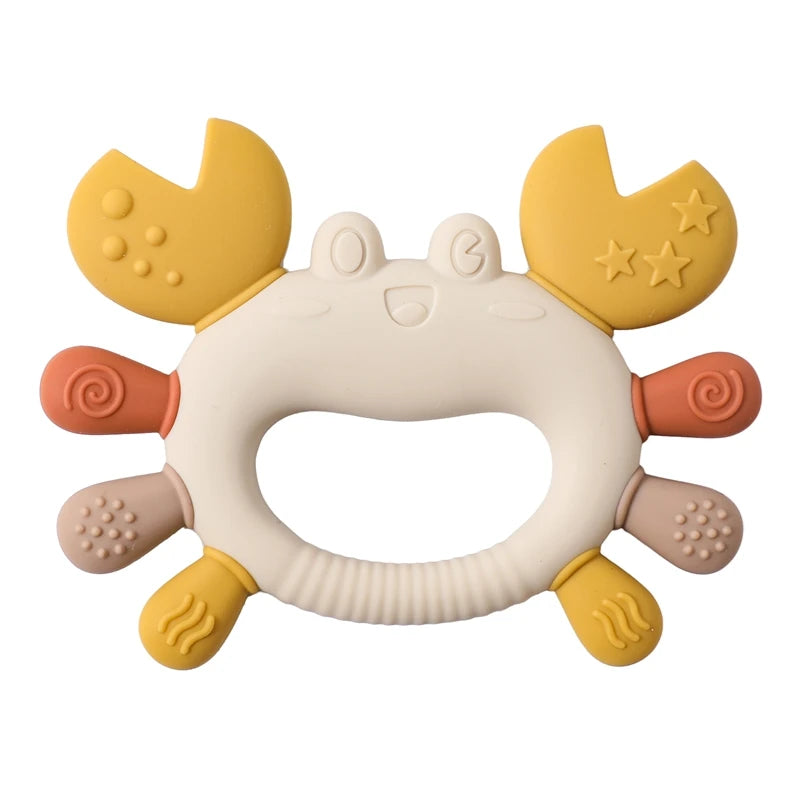 Silicone Baby Teether Baby Toys 0 to 6 Months BPA Free Chewing Teething Toys Crab Wooden Ring Teether Reborn Silicone Baby Toys