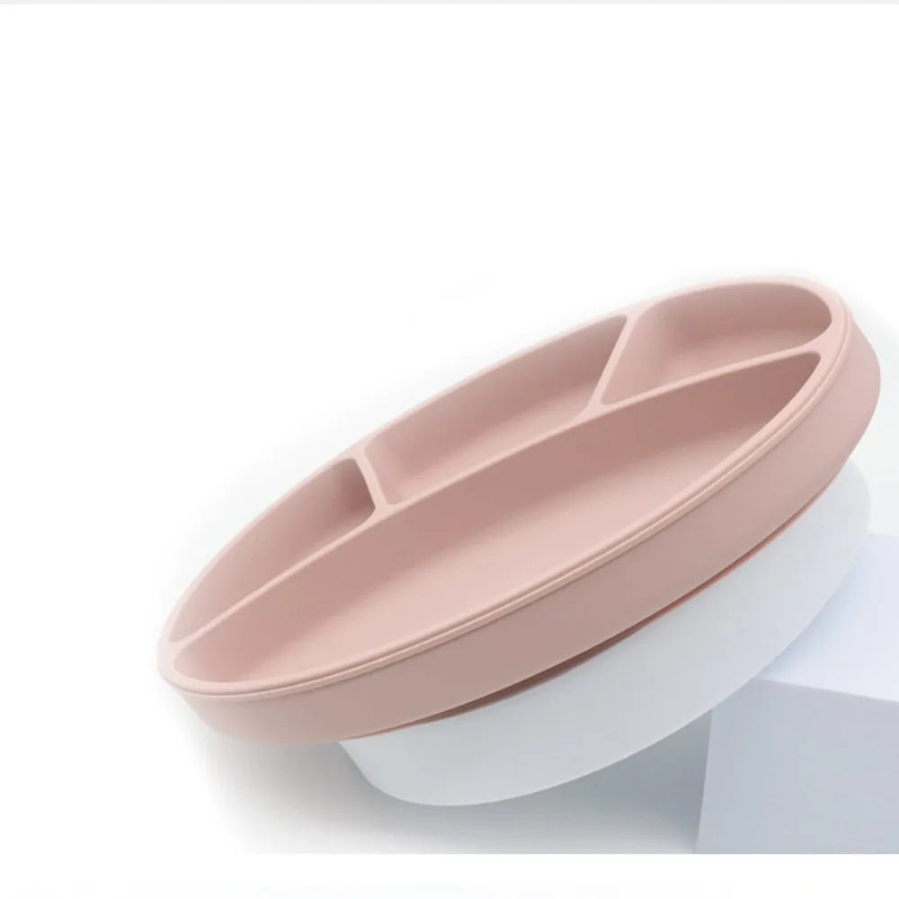 Non-Slip Silicone Divided Plate Waterproof BPA Free Suction Cup Dinner Plate Lightweight Dishes Feeding Plate Children Dining