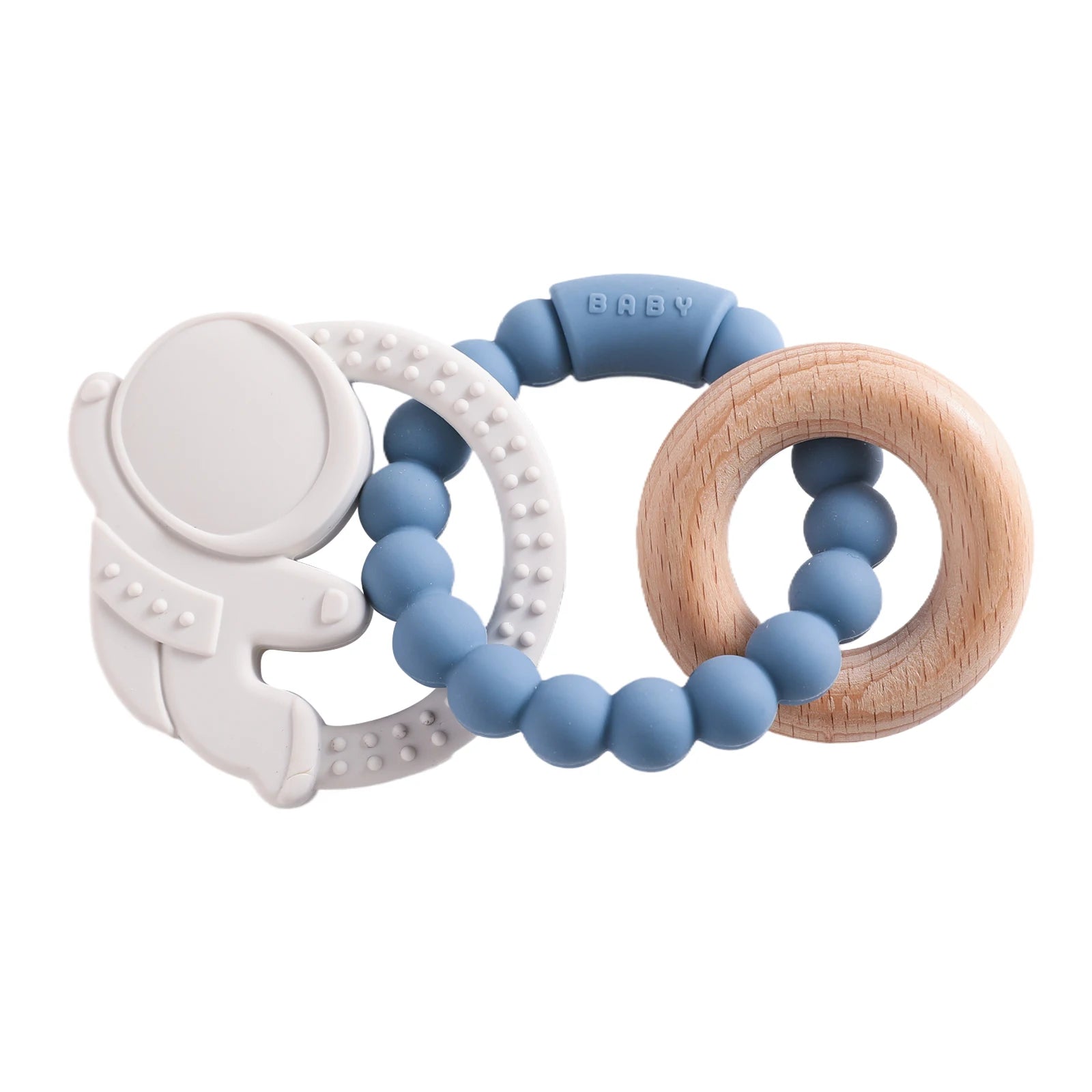1Pc Silicone Teether,Food Grade Baby 0-12 Toys,Toddlersteething Ring Sensory Toys,Silicone Planet Teether Bracelet Accessories