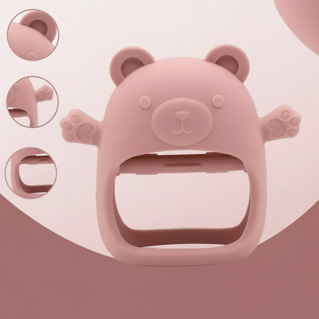 Silicone Teddy Bear Teething Toy for Babies, Easy to Grip and anti Food Hand Toy