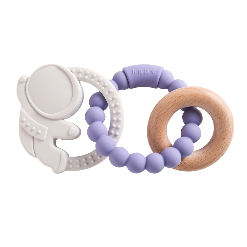 1Pc Silicone Teether,Food Grade Baby 0-12 Toys,Toddlersteething Ring Sensory Toys,Silicone Planet Teether Bracelet Accessories