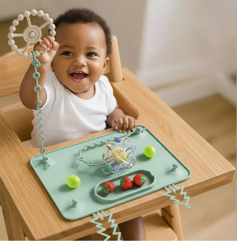 Strong Suction Baby Placemats Silicone with 2 Straps Suction Plates Anti-Slip Safe Baby Plates for Infants Toddlers